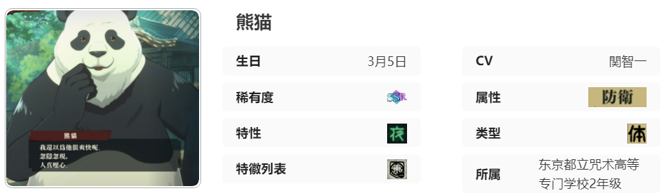 《咒术回战：幻影**》熊猫怎么样